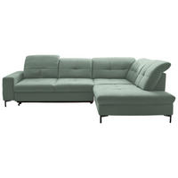 ECKSOFA in Chenille Mintgrün  - Schwarz/Mintgrün, Design, Textil/Metall (310/240cm) - Xora