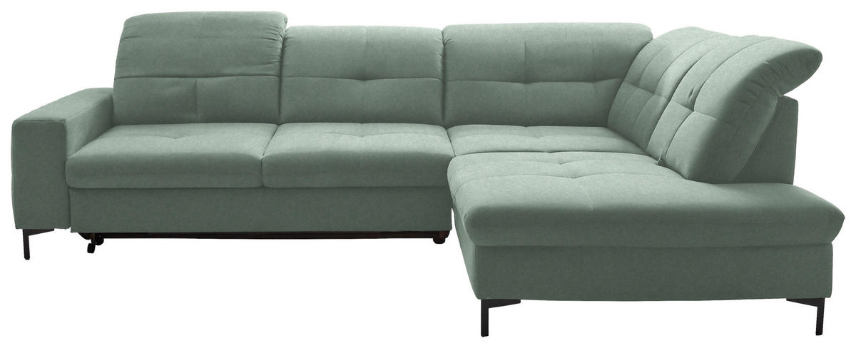 ECKSOFA in Chenille Mintgrün  - Schwarz/Mintgrün, Design, Textil/Metall (310/240cm) - Xora