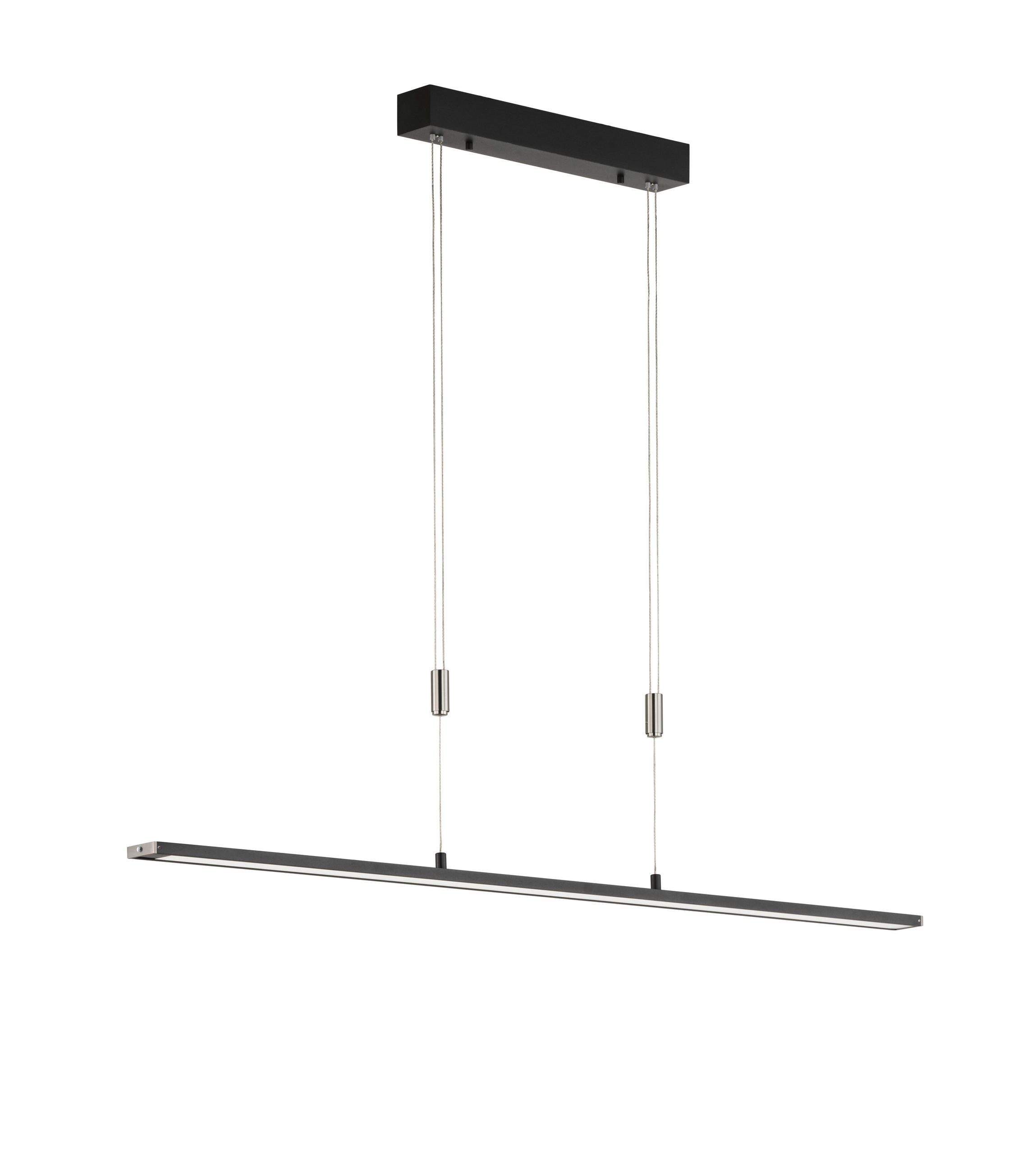 LED-HÄNGELEUCHTE 120/6/95-120 cm    - Schwarz/Nickelfarben, Design, Metall (120/6/95-120cm) - Fischer & Honsel