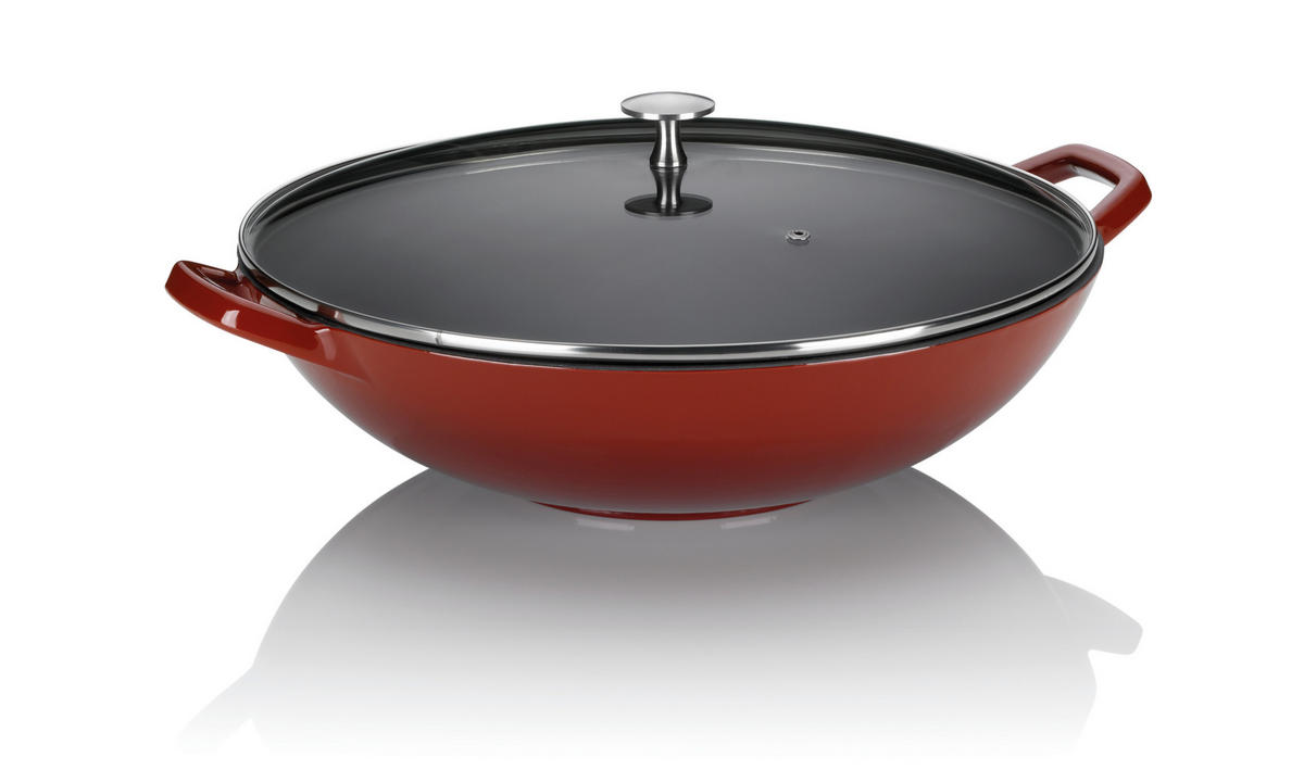 WOK Calido  - Rot, KONVENTIONELL, Glas/Metall (36/10cm) - Kela