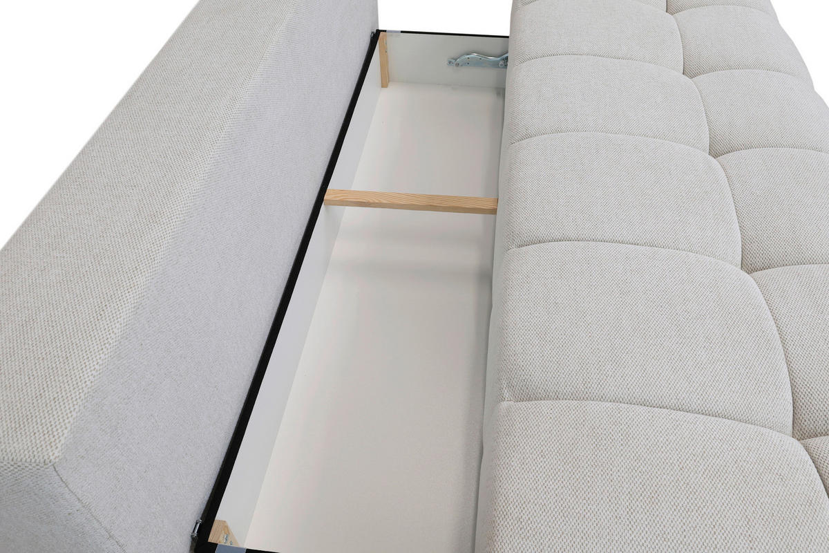 BOXSPRINGSOFA in Chenille Ecru  - Ecru/Schwarz, MODERN, Kunststoff/Textil (210/72/105cm) - Cantus