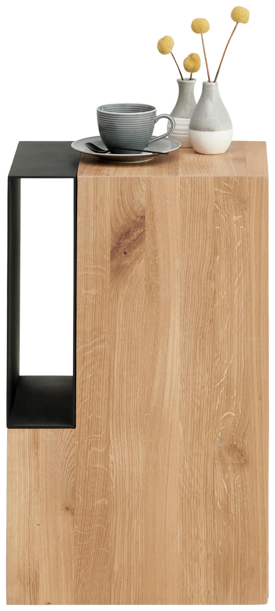BEISTELLTISCH in Holz, Metall 38/28/60 cm - Eichefarben/Schwarz, Natur, Holz/Metall (38/28/60cm) - Valnatura