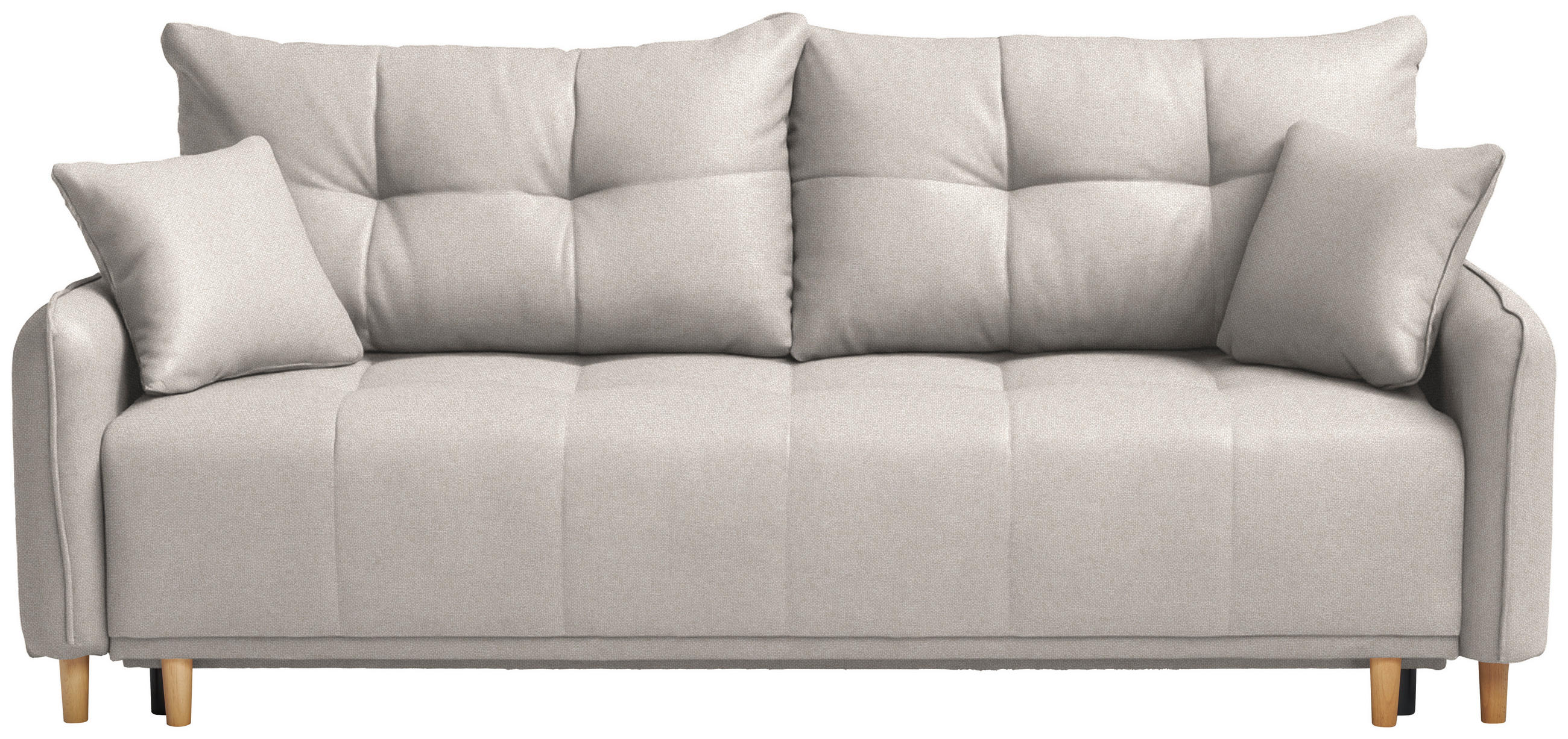 SCHLAFSOFA Struktur Beige  inkl. Zierkissen, Bettkasten, Schlaffunktion, Rücken echt, Liegefläche im Originalstoff  - Beige/Buchefarben, Design, Holz/Textil (217/97/101cm) - Cantus