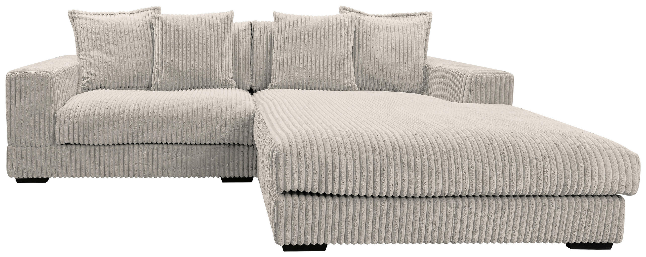 ECKSOFA Hellgrau Cord  - Hellgrau/Schwarz, Design, Kunststoff/Textil (285/195cm) - MID.YOU