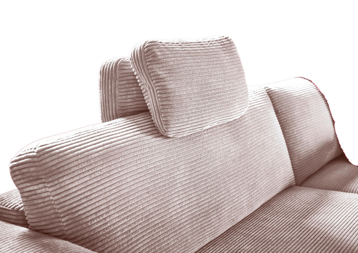 ECKSOFA in Cord Rosa  - Schwarz/Rosa, Design, Kunststoff/Textil (296/168cm) - Pure Home Lifestyle