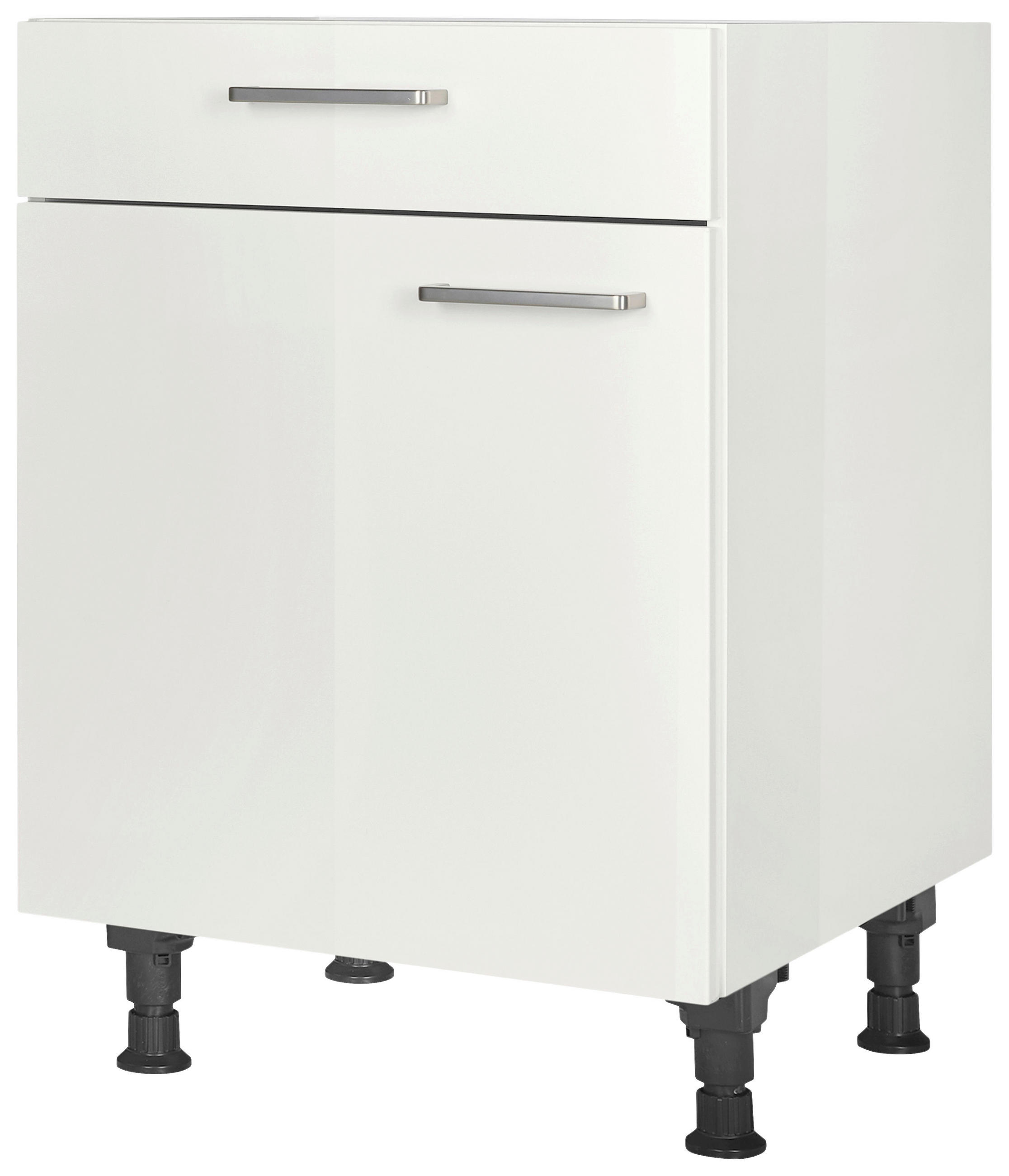 SCHUBKASTENUNTERSCHRANK 60/87/56 cm  in Weiß Hochglanz  - Edelstahlfarben/Weiß Hochglanz, MODERN, Holzwerkstoff/Metall (60/87/56cm) - Nobilia