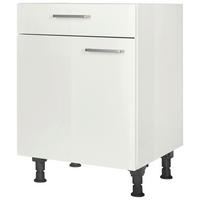 SCHUBKASTENUNTERSCHRANK 60/87/56 cm  in Weiß Hochglanz  - Edelstahlfarben/Weiß Hochglanz, MODERN, Holzwerkstoff/Metall (60/87/56cm) - Nobilia