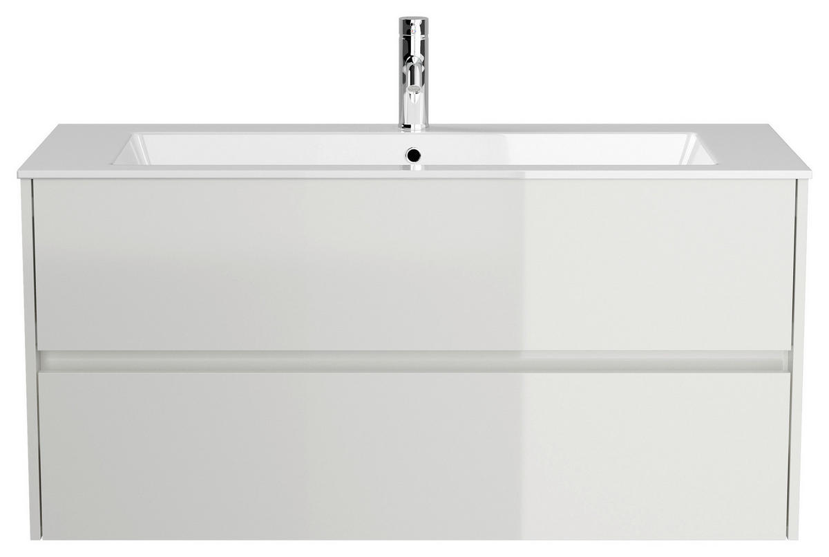 WASCHTISCHKOMBI 120 cm  - Weiß Hochglanz/Weiß, MODERN, Holzwerkstoff/Stein (120cm) - MID.YOU