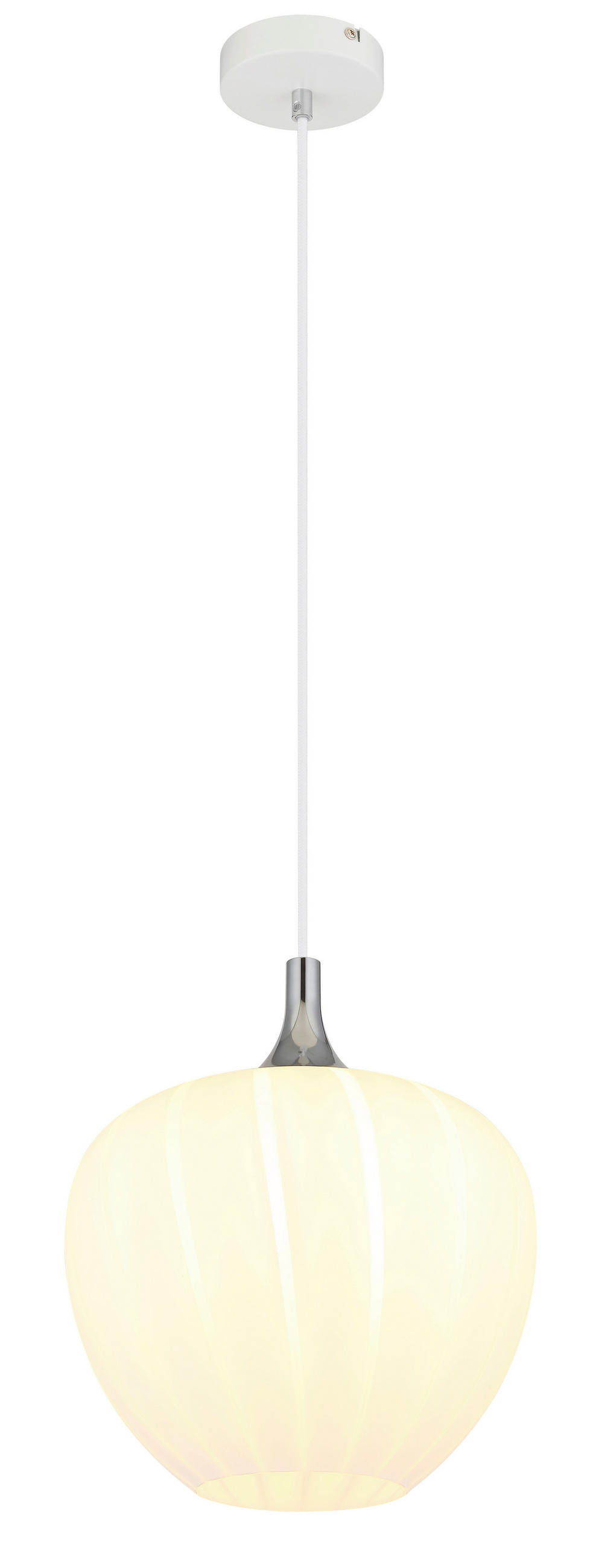 HÄNGELEUCHTE 29/120 cm   - Chromfarben/Weiß, KONVENTIONELL, Glas/Metall (29/120cm) - Globo