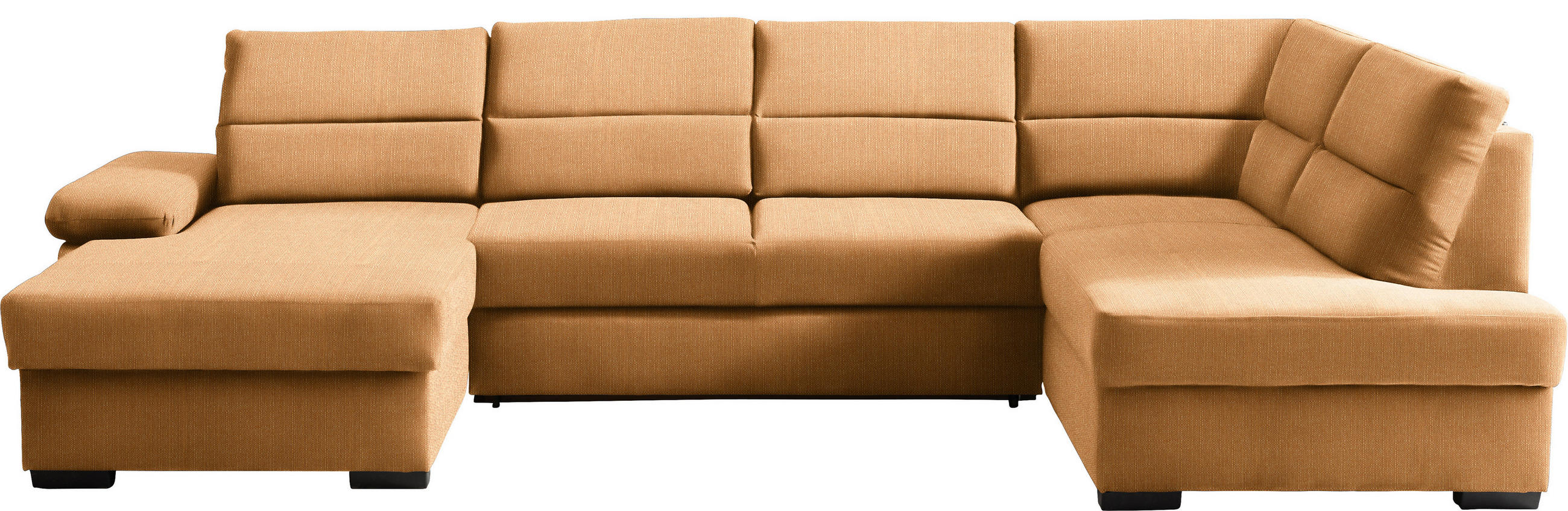 WOHNLANDSCHAFT in Webstoff Currygelb  - Currygelb/Dunkelbraun, Konventionell, Kunststoff/Textil (166/319/183cm) - Cantus