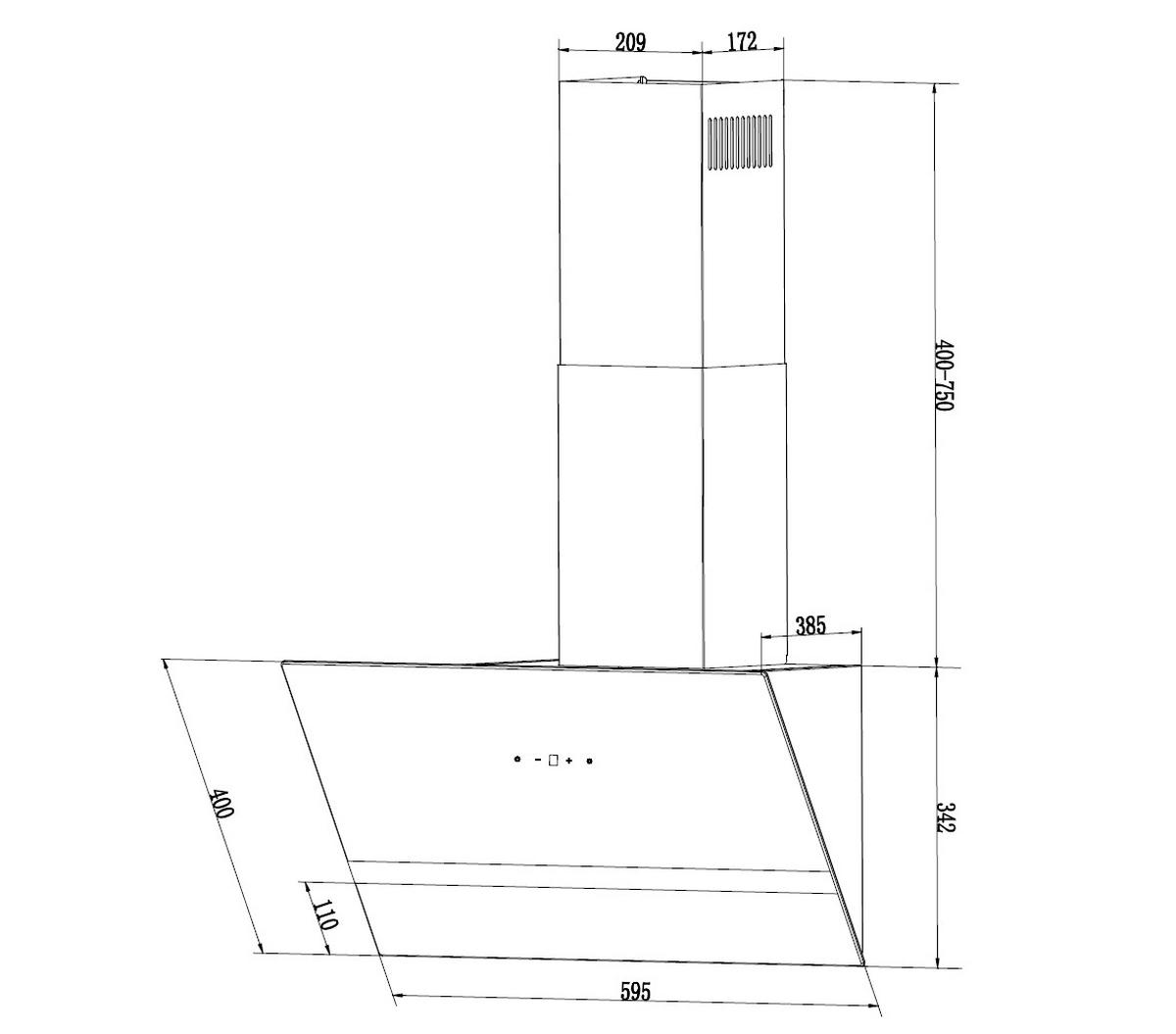 DUNSTABZUGSHAUBE S21-60ABTY  - Schwarz, Basics, Glas (59,50/34,2/38,5cm) - PKM