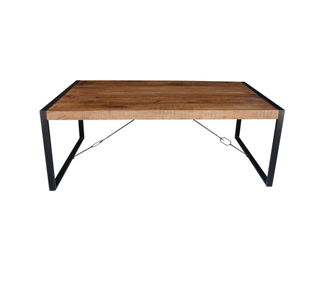 ESSTISCH 180/90/76 cm Mangoholz vollmassiv Holz, Metall Naturfarben rechteckig  - Schwarz/Naturfarben, Basics, Holz/Metall (180/90/76cm) - Livetastic
