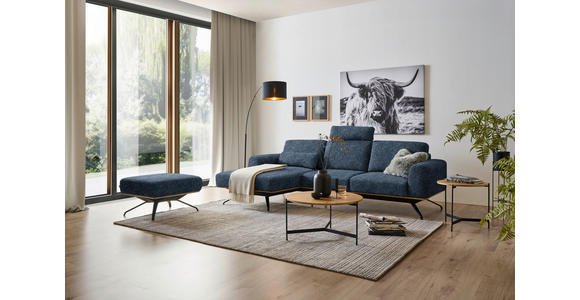 ECKSOFA in Struktur Blau 157/262 cm - Blau/Schwarz, Design, Textil/Metall (157/262cm) - Novel