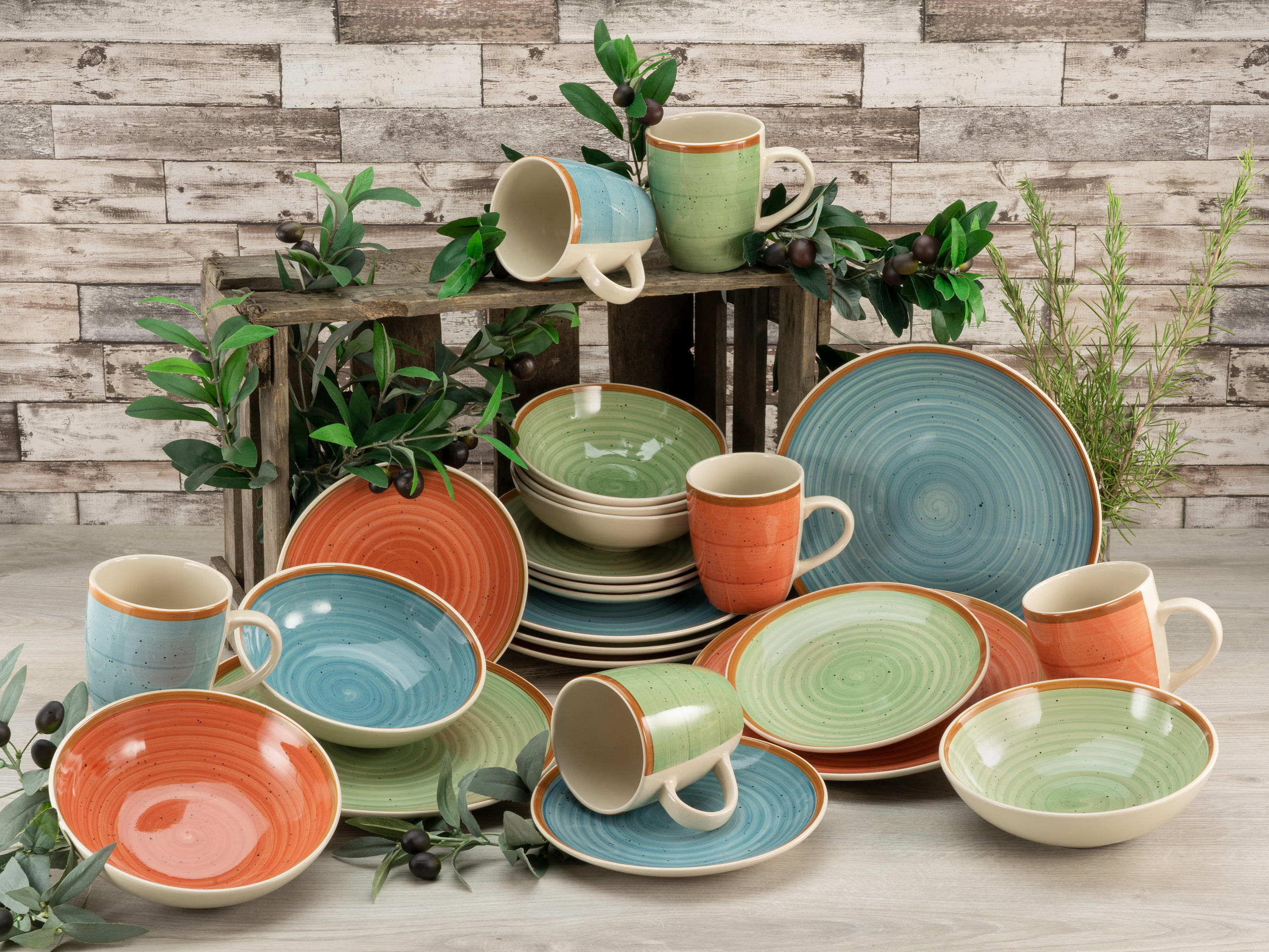 KOMBISERVICE Multicolor 24-teilig Country  - Multicolor, KONVENTIONELL, Keramik - Creatable