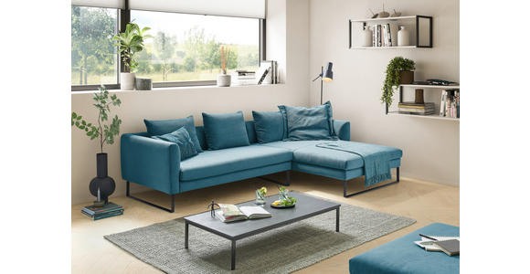 ECKSOFA  in Cord Petrol  284/178 cm  - Petrol/Schwarz, KONVENTIONELL, Textil/Metall (284/178cm) - Hom`in