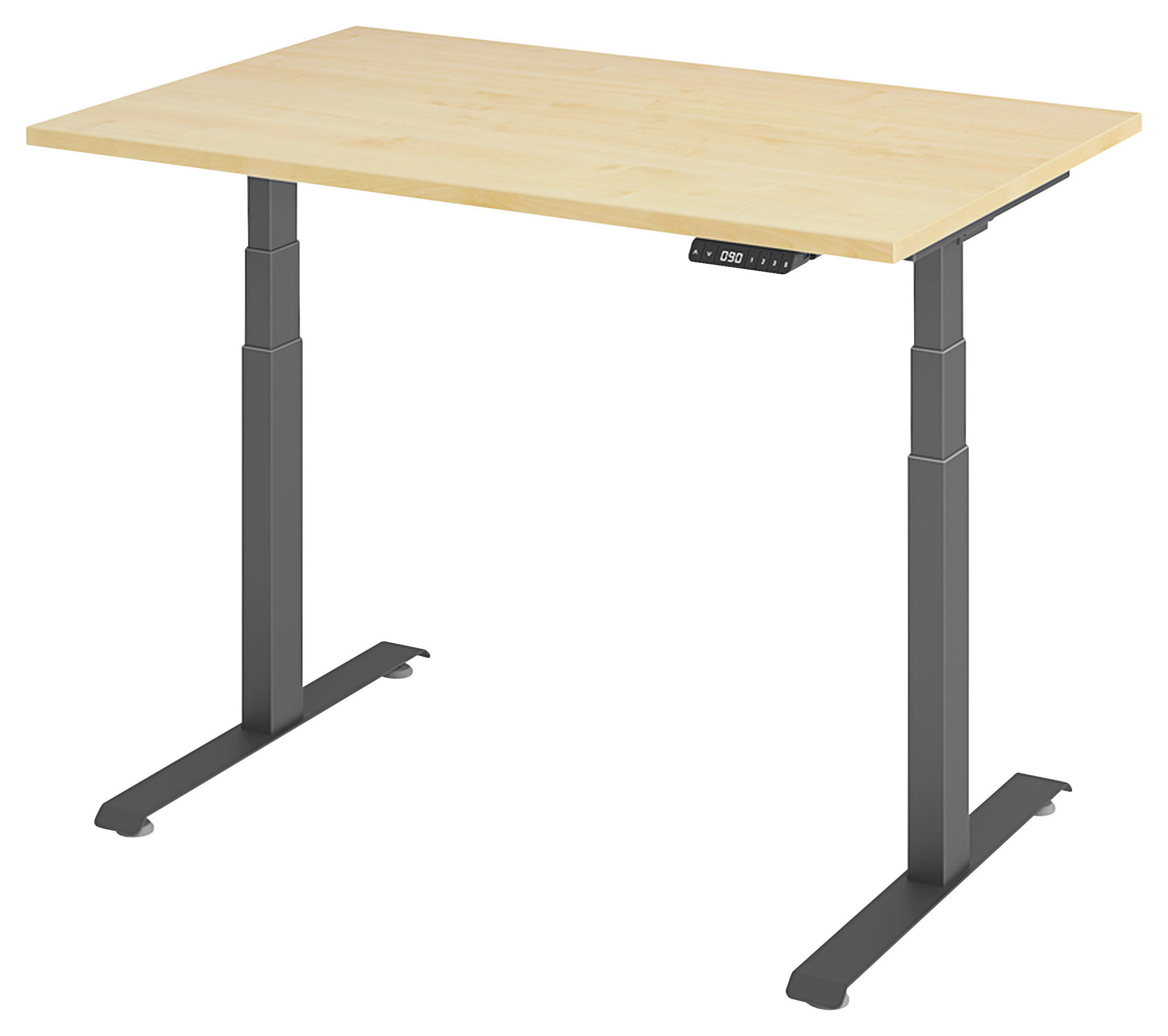 SCHREIBTISCH 140/80/64,5-129,5 cm Graphitfarben, Ahornfarben elektrisch höhenverstellbar  - Ahornfarben/Graphitfarben, KONVENTIONELL, Holzwerkstoff/Metall (140/80/64,5-129,5cm) - Venda