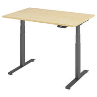 SCHREIBTISCH 140/80/64,5-129,5 cm Graphitfarben, Ahornfarben elektrisch höhenverstellbar  - Ahornfarben/Graphitfarben, KONVENTIONELL, Holzwerkstoff/Metall (140/80/64,5-129,5cm) - Venda