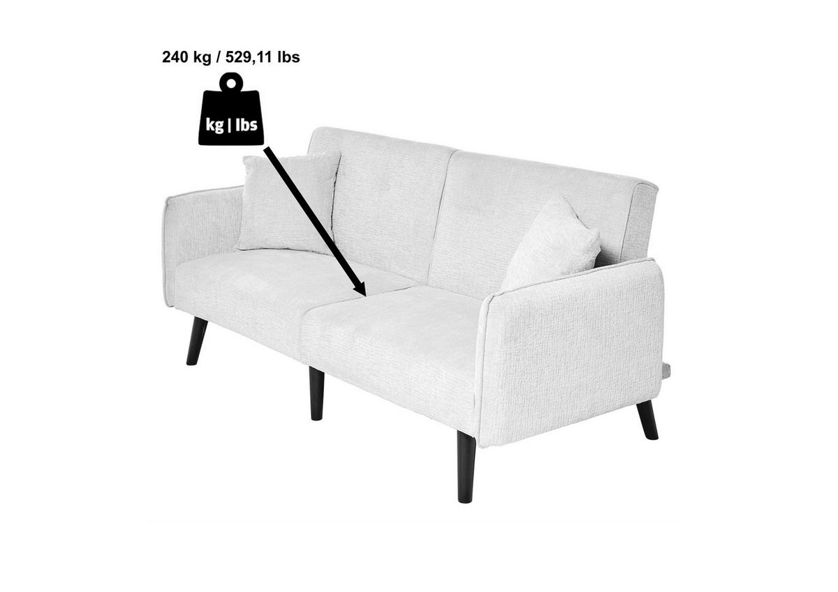 SCHLAFSOFA Bouclé Grau  - Schwarz/Grau, MODERN, Holz/Textil (191/83/84cm) - Livetastic