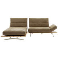 ECKSOFA in Mikrofaser Braun  - Edelstahlfarben/Braun, Natur, Holz/Textil (157/275cm) - Ambiente