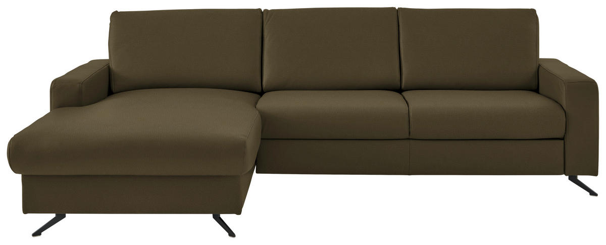 ECKSOFA in Echtleder Grün  165/267 cm  - Schwarz/Grün, Design, Leder/Metall (165/267cm) - Beldomo Premium