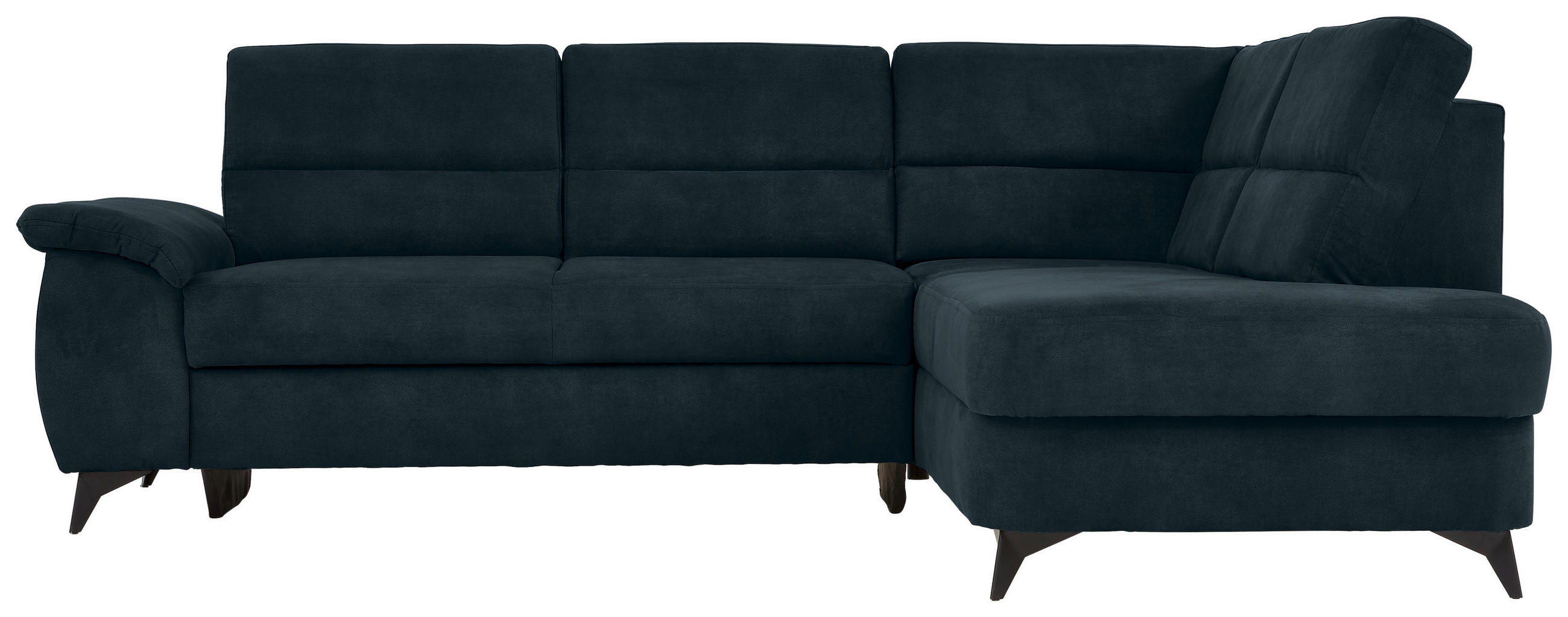 Wohnlandschaft inkl.Funktionen Dunkelblau Lederlook - Schwarz/Dunkelblau, KONVENTIONELL, Textil/Metall (257/194cm) - Cantus