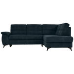 ECKSOFA inkl.Funktionen Dunkelblau Lederlook  - Schwarz/Dunkelblau, KONVENTIONELL, Textil/Metall (257/194cm) - Cantus