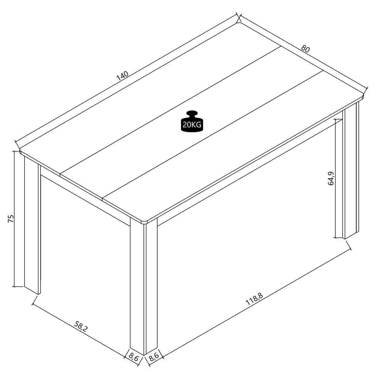 ESSTISCH      - Anthrazit/Weiß, MODERN, Holzwerkstoff (140/80/75cm) - MID.YOU