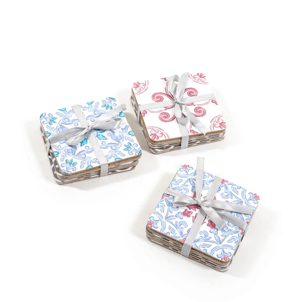 SET PODMETAČA ZA ČAŠU  - višebojno/prljavo ružičasta, Basics, drvo (10/10cm)