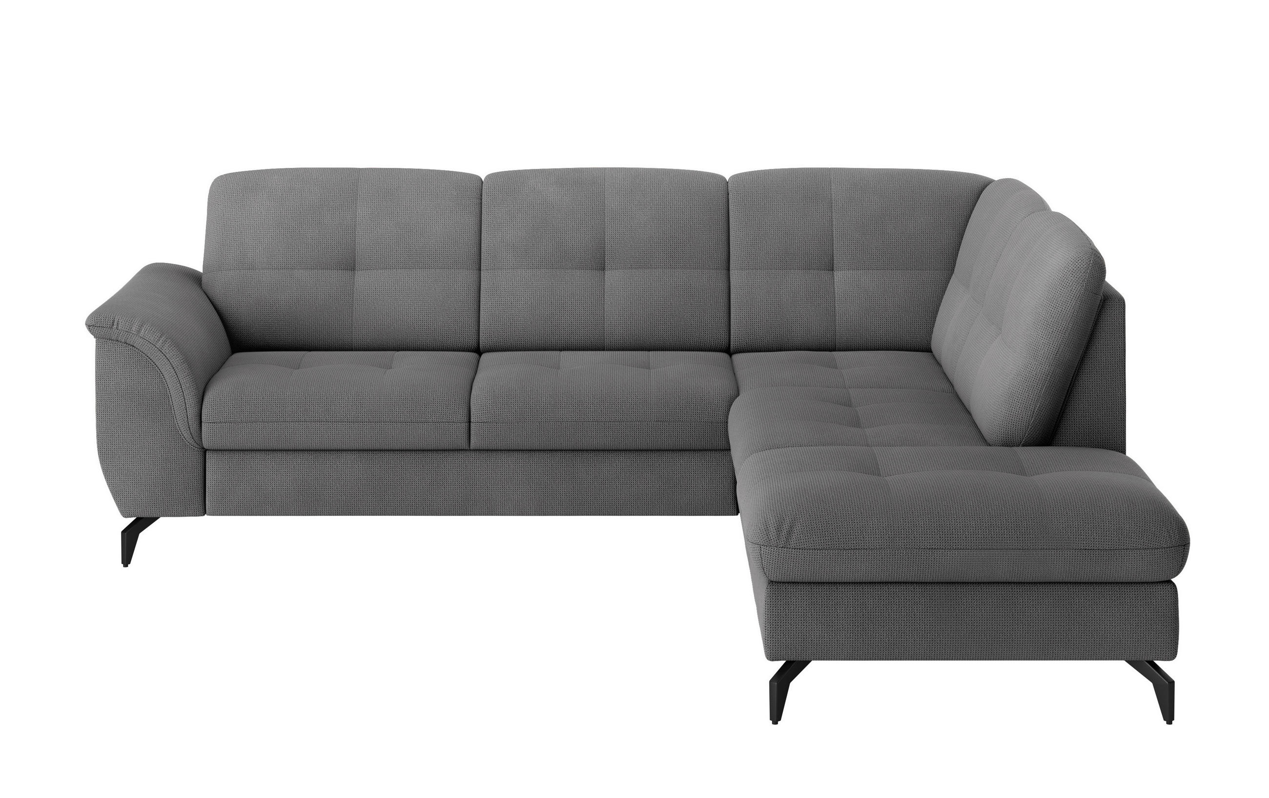 ECKSOFA in Flachgewebe Grau  - Schwarz/Grau, Modern, Textil/Metall (244/212cm) - Sit & More