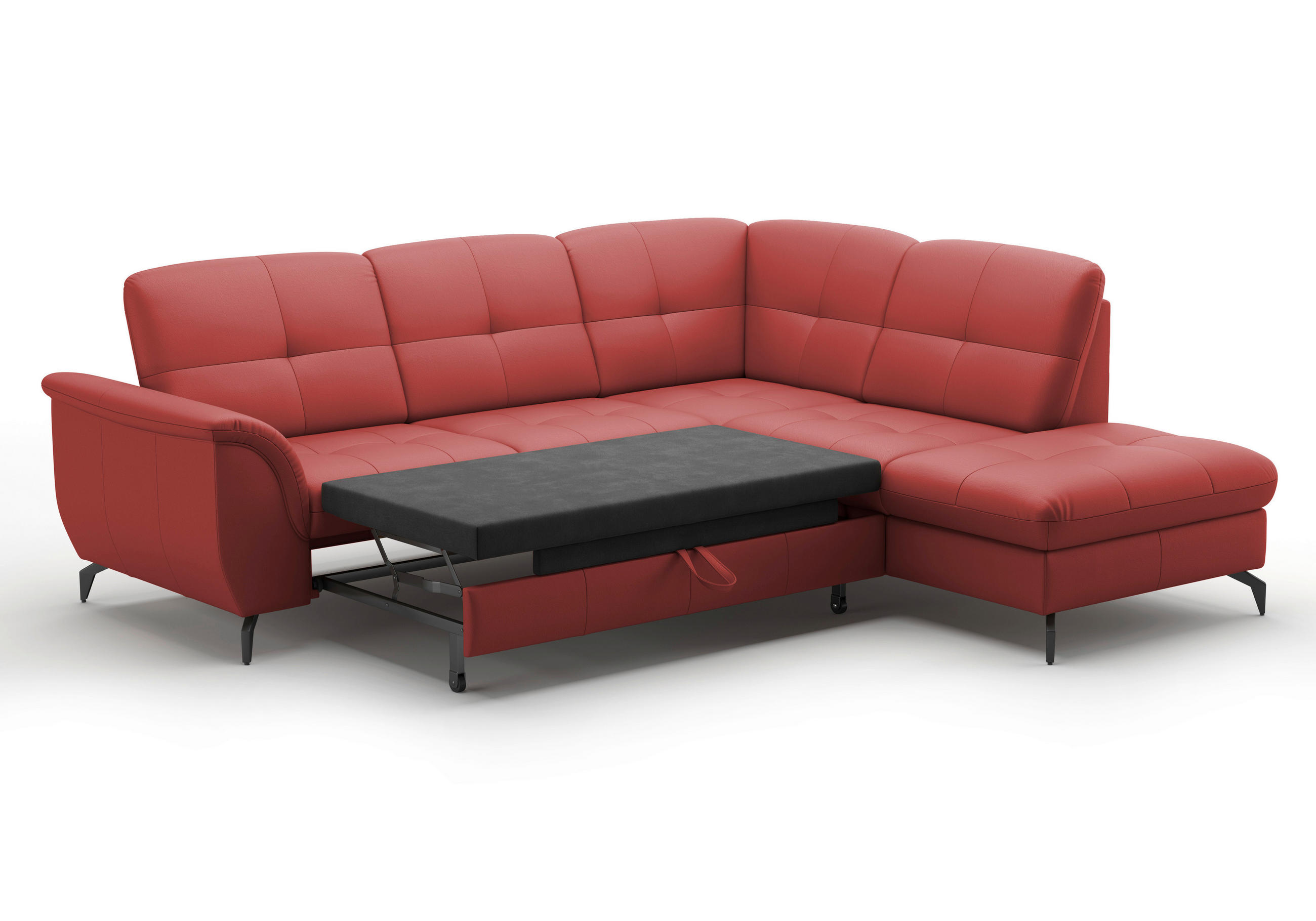 ECKSOFA in Vliesstoff Kombination Echtleder/Stoff Rot  244/212 cm  - Rot/Schwarz, MODERN, Leder/Textil (244/212cm) - Sit & More