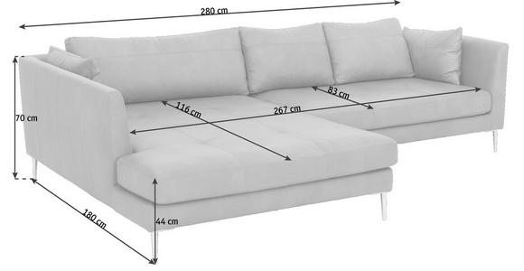 WOHNLANDSCHAFT in Leder Braun - Chromfarben/Braun, Design, Leder (180/280cm) - Voleo
