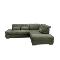 ECKSOFA in Chenille Dunkelgrün  - Chromfarben/Dunkelgrün, Design, Textil/Metall (280/254cm) - Livetastic