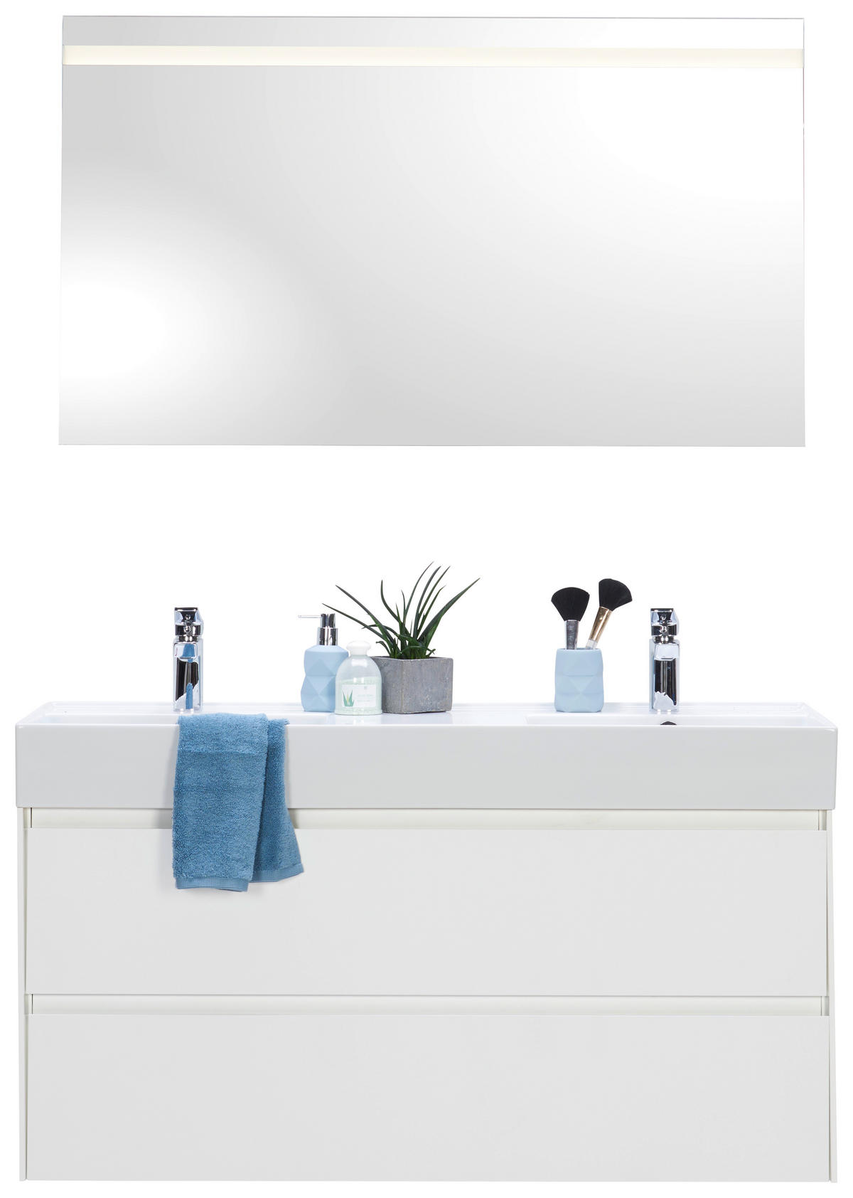 BADEZIMMER  in 120 cm  - Weiß, KONVENTIONELL, Glas/Holzwerkstoff (120cm) - Belluti