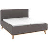 POLSTERBETT 160/200 cm,  in Graubraun, Matratze, Lattenrost, Bettkasten, H2 + H3 = mittel + fest  - Eichefarben/Graubraun, Design, Holz/Textil (160/200cm) - Musterring