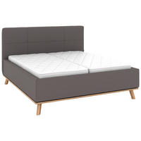 POLSTERBETT 160/200 cm,  in Graubraun, Matratze, Lattenrost, Bettkasten, H3 + H3 = fest  - Eichefarben/Graubraun, Design, Holz/Textil (160/200cm) - Musterring