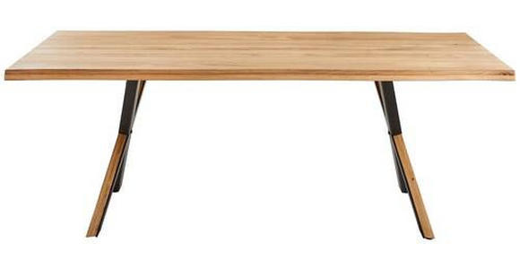 ESSTISCH in Holz, Metall 200/100/76 cm  - Eichefarben/Schwarz, Natur, Holz/Metall (200/100/76cm) - Linea Natura