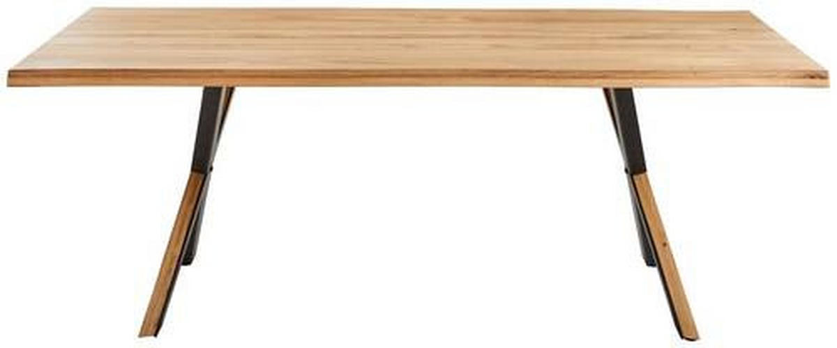 TRPEZARIJSKI STO  crna, boja hrasta   - boja hrasta/crna, Prirodno, drvo/metal (200/100/76cm) - Linea Natura