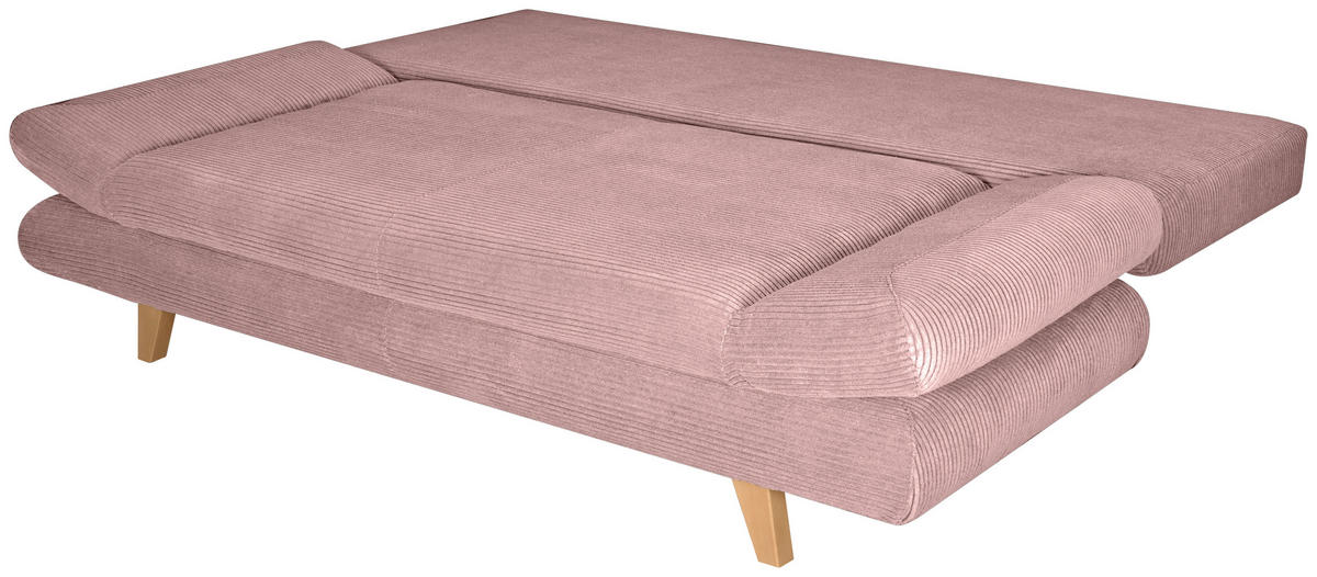 SCHLAFSOFA Cord Rosa  - Buchefarben/Rosa, KONVENTIONELL, Holz/Textil (200/75/85cm) - Carryhome