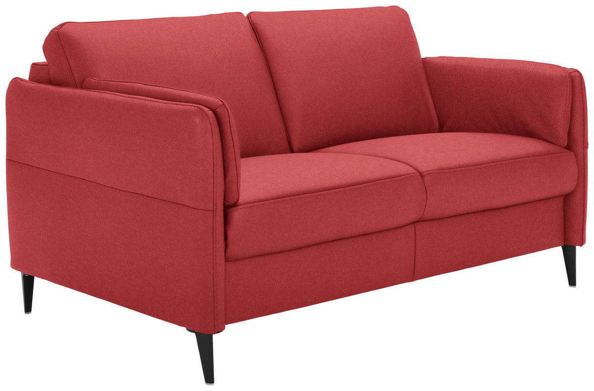 2,5-SITZER in Echtleder Rot  - Rot/Schwarz, Design, Leder/Metall (164/84/99cm) - Dieter Knoll