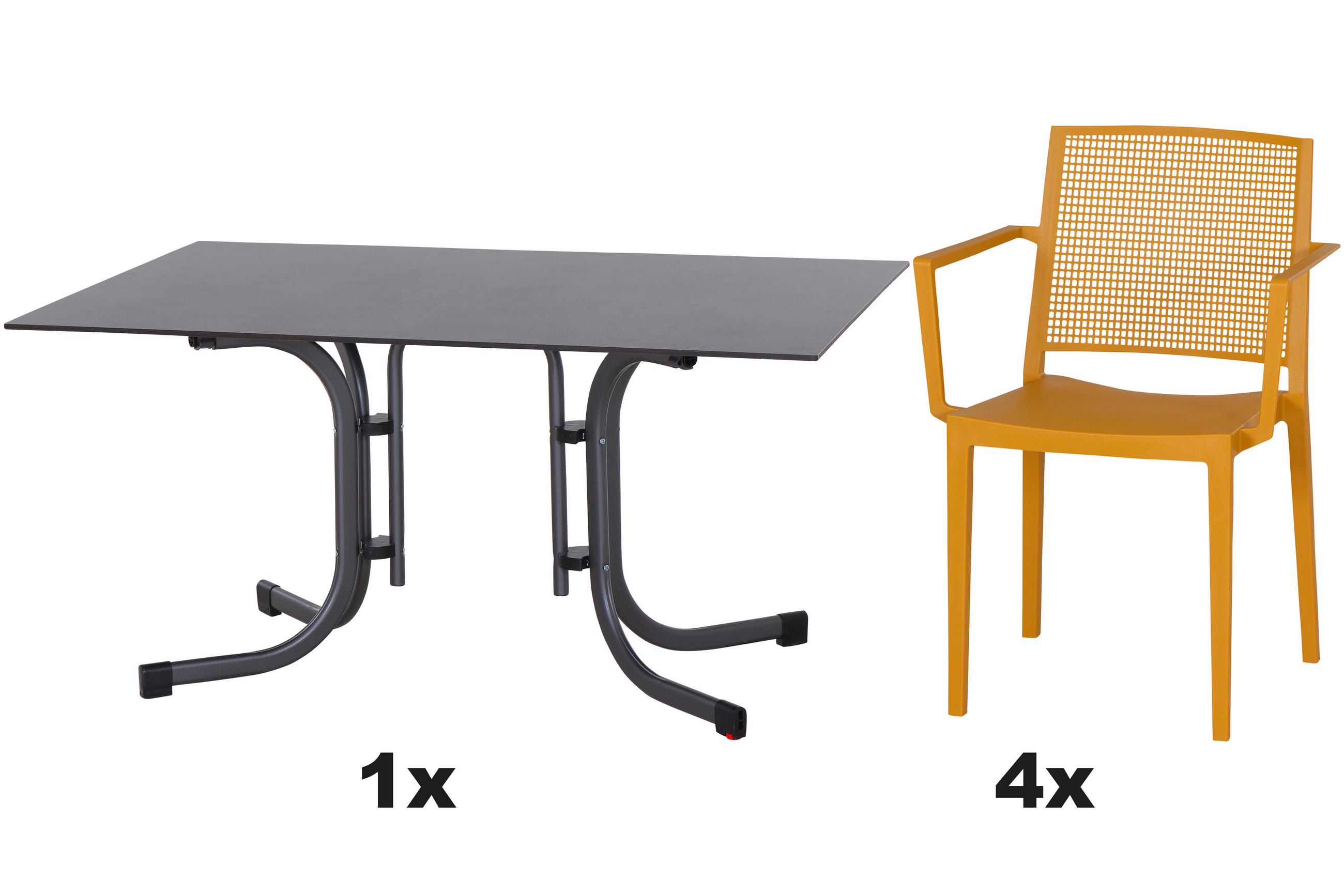 GARTENGARNITUR 5-teilig Stahl  - Gelb, Basics, Kunststoff/Metall (90/80/140cm) - Siena Garden