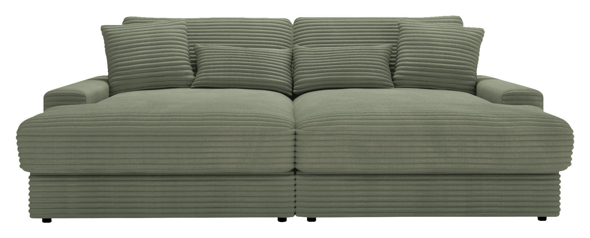 BIGSOFA in Cord Olivgrün  - Schwarz/Olivgrün, MODERN, Kunststoff/Textil (230/85/190cm)