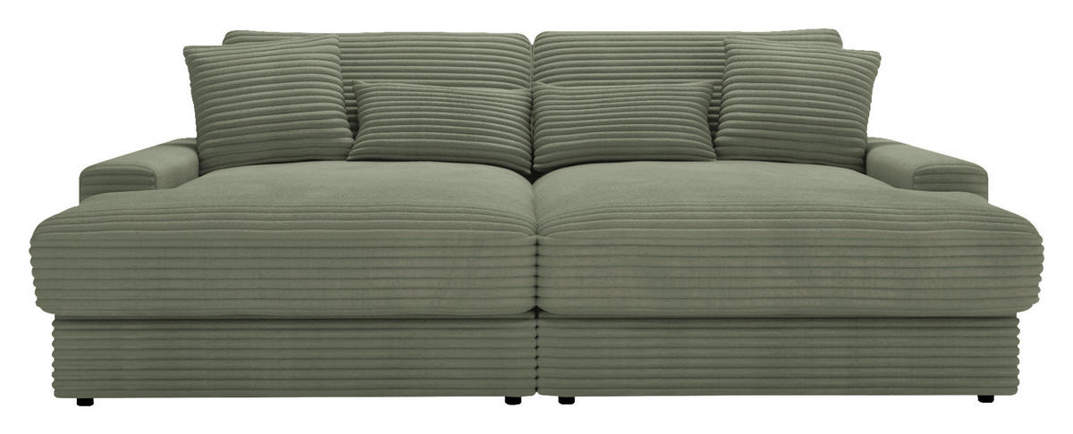 BIGSOFA in Cord Olivgrün  - Schwarz/Olivgrün, MODERN, Kunststoff/Textil (230/85/190cm) - Carryhome