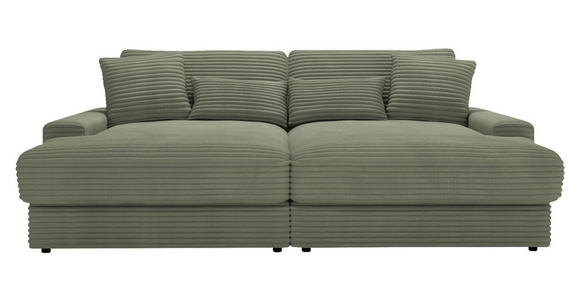 BIGSOFA in Cord Olivgrün - Schwarz/Olivgrün, MODERN, Kunststoff/Textil (230/85/190cm) - Carryhome