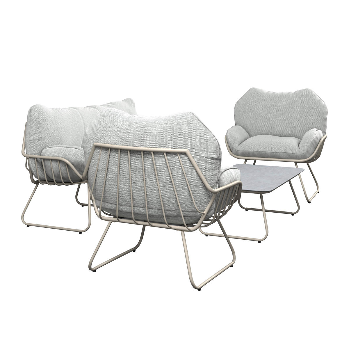 GARTENSET 4-teilig Webstoff Eisen 4-teilig  - Beige/Creme, Basics, Glas/Textil - Ambia Garden