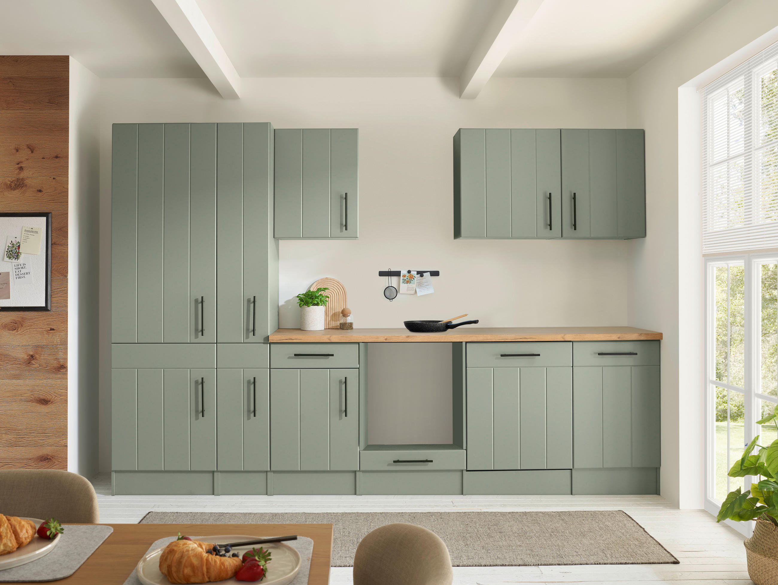 MODULKÖK UTAN VITVAROR 310 cm   i vildek, vassgrön  - vassgrön/vildek, Trend, metall/trämaterial (310cm) - Respekta