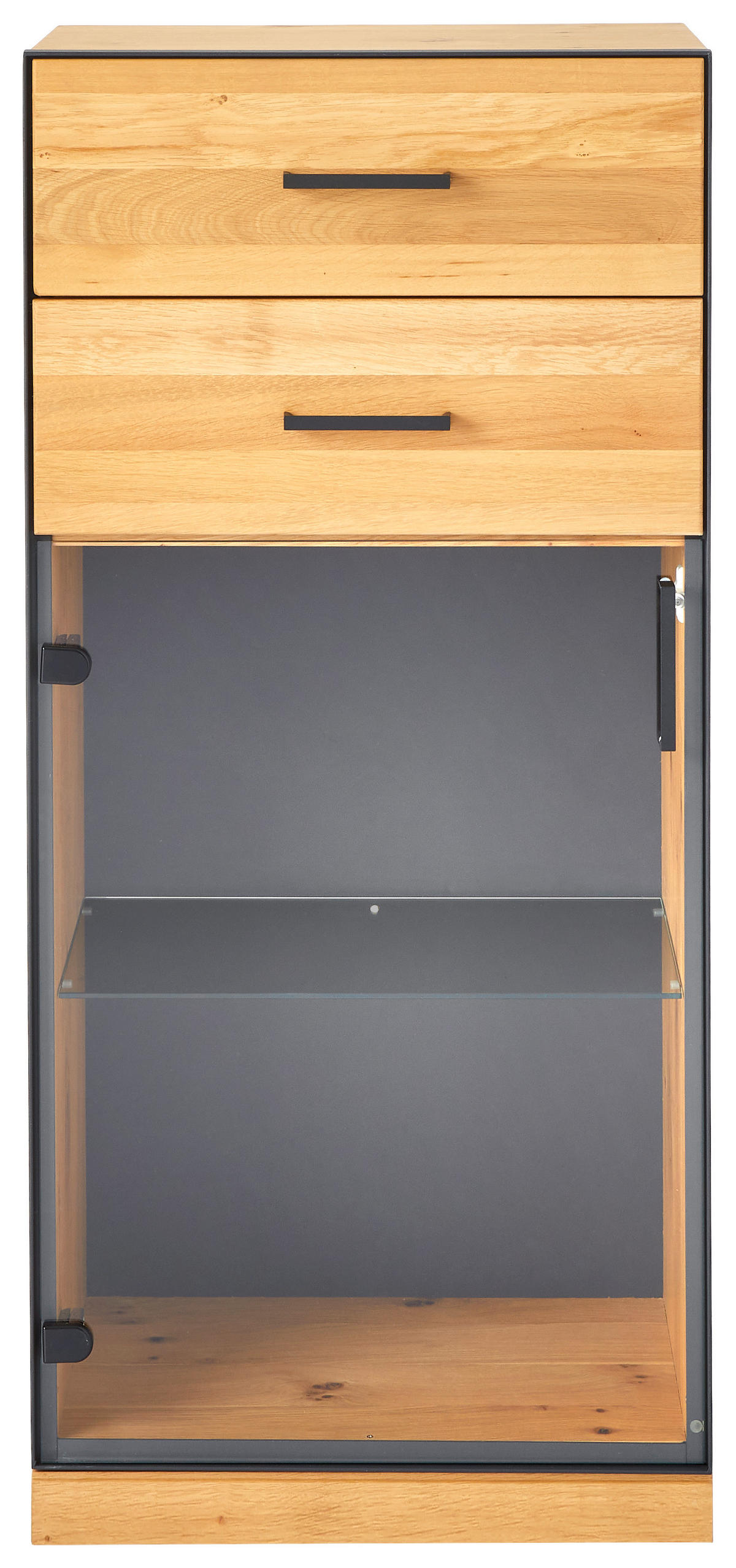 KOMMODE  in 55/122/40 cm  - Eichefarben/Anthrazit, Natur, Glas/Holz (55/122/40cm) - Linea Natura