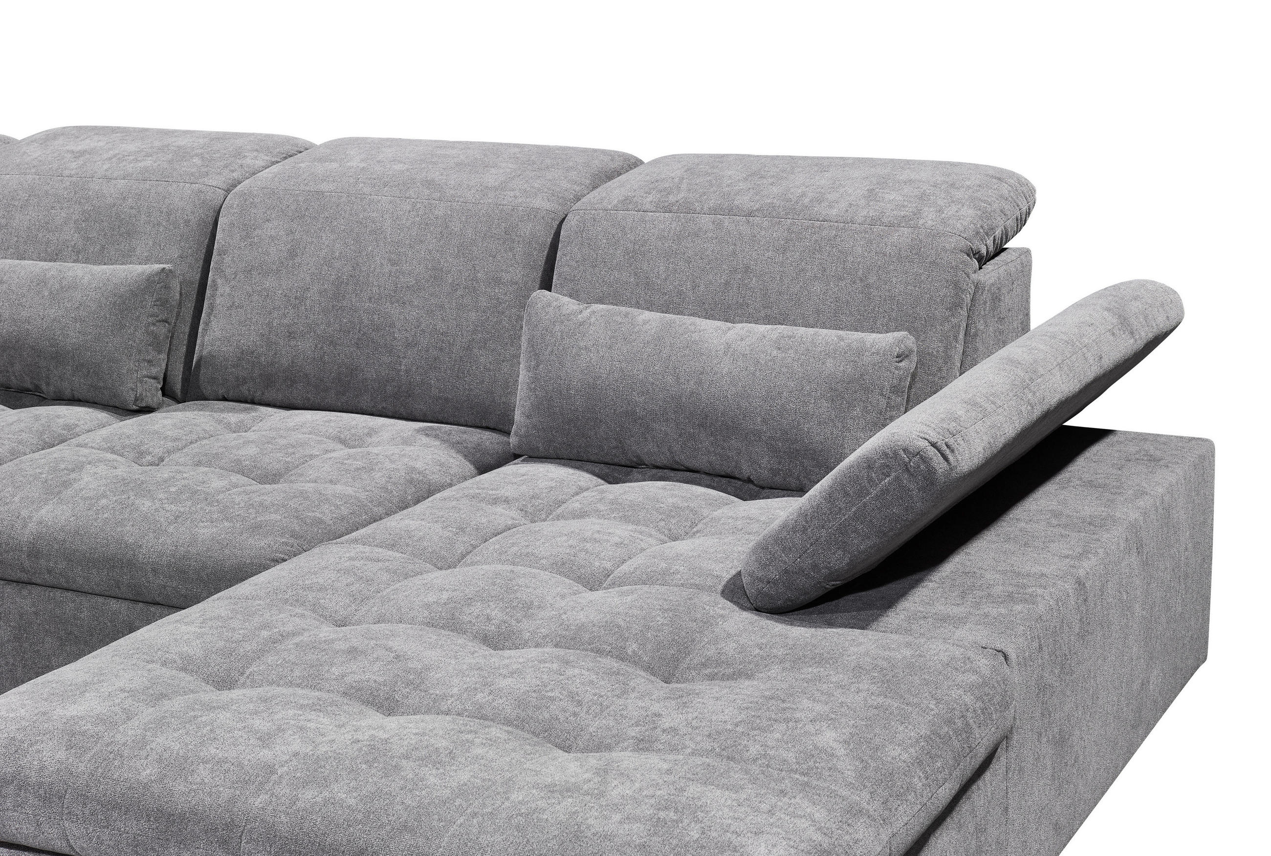 WOHNLANDSCHAFT Grau Mikrovelours  - Dunkelgrau/Silberfarben, KONVENTIONELL, Kunststoff/Textil (240/340/188cm) - MID.YOU