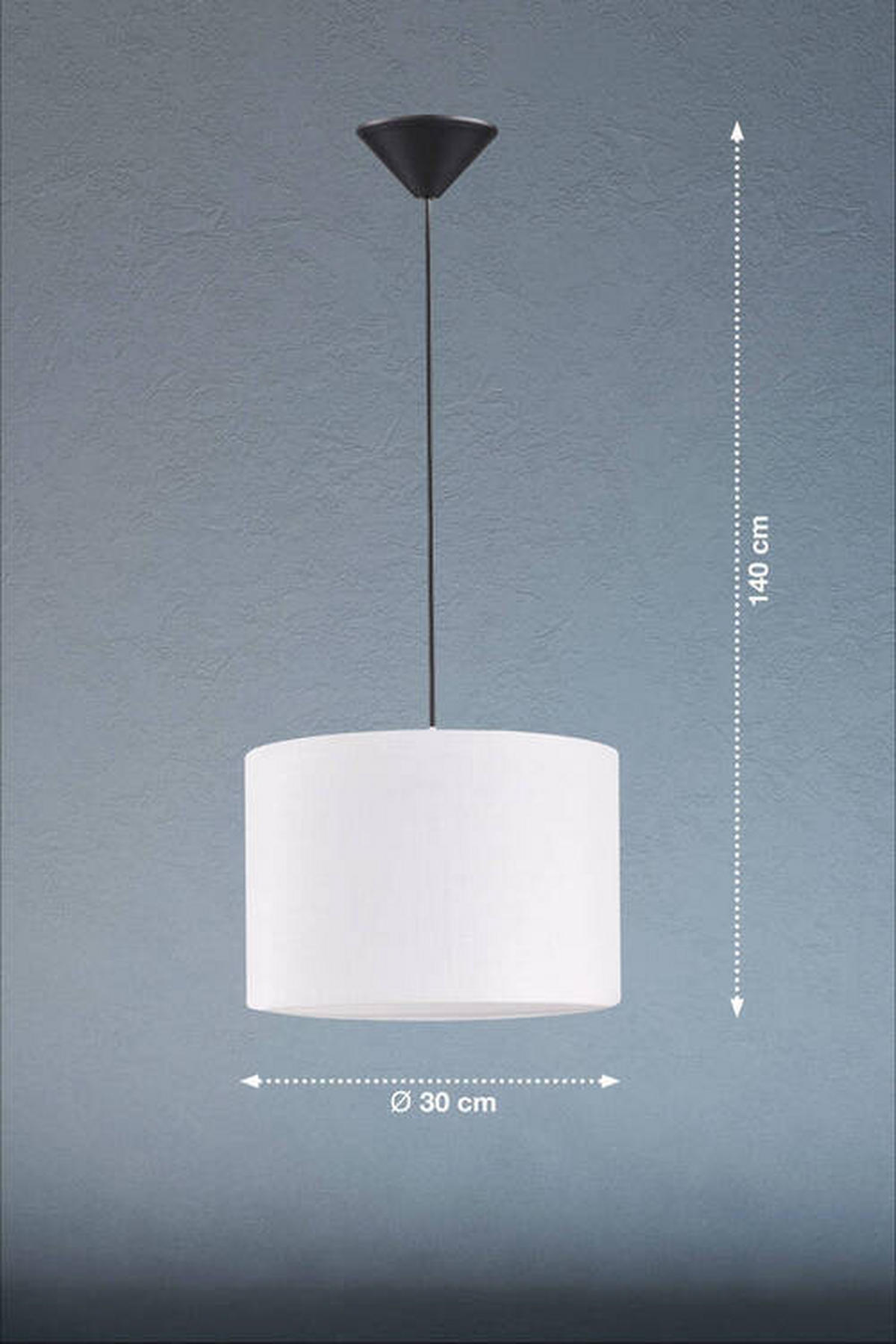 STROPNÍ ZÁVĚSNÉ SVÍTIDLO, 30 cm  - bílá/černá, Basics, textil/plast (30cm) - Fischer & Honsel