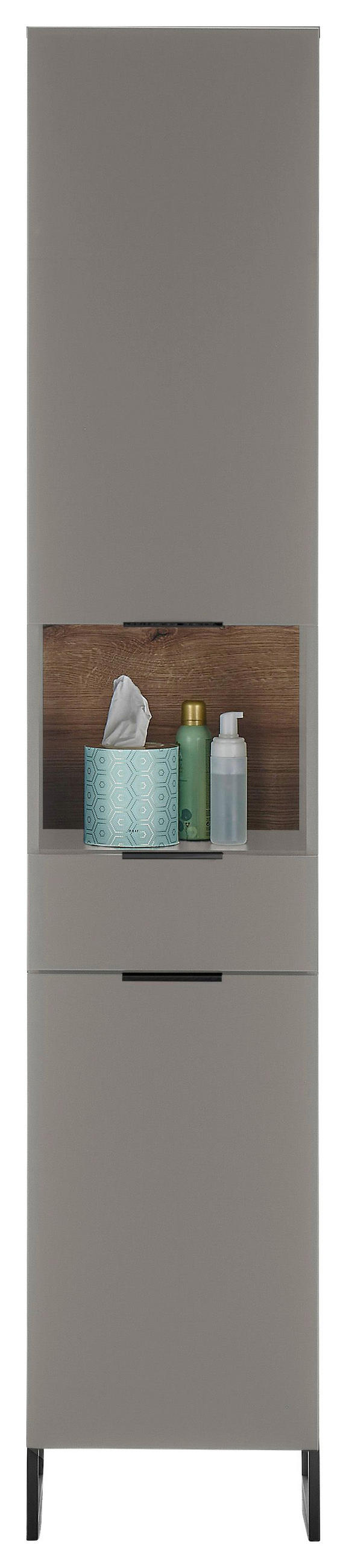 HOCHSCHRANK 38/195/32 cm  - Eichefarben/Schwarz, KONVENTIONELL, Holzwerkstoff/Metall (38/195/32cm) - home24