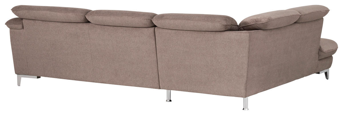 ECKSOFA in Chenille Taupe  - Taupe/Chromfarben, Design, Textil/Metall (232/293cm) - Livetastic